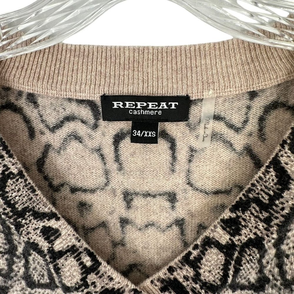 Repeat 100% Cashmere Taupe And Black Python Print… - image 4